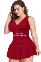 Plus Size Solid Ruffle V Neck Fit Swimsuits